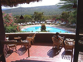 Beim Kaffeetrinken in der Mara Sopa Lodge 